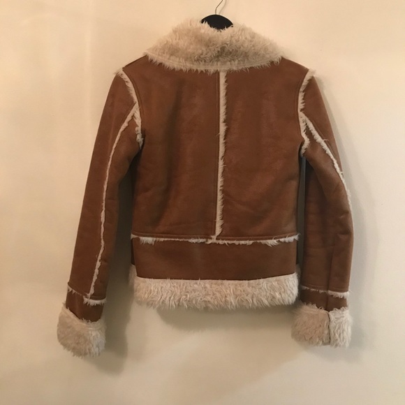 Women camel faux suede fur jacket - Picture 5 of 7